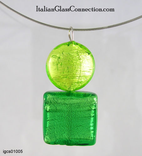 Square-Round Bead Necklace on Nylon-Coated Wire - Click Image to Close