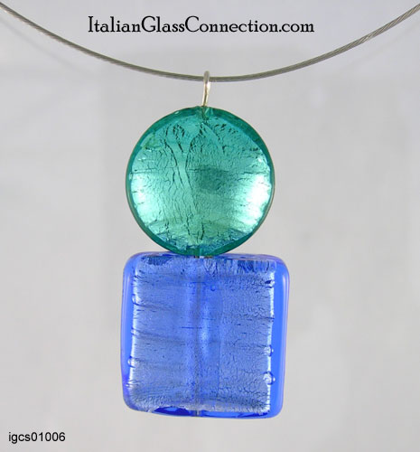 Square-Round Bead Necklace on Nylon-Coated Wire - Click Image to Close