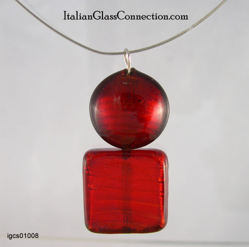 Square-Round Bead Necklace on Nylon-Coated Wire - Click Image to Close