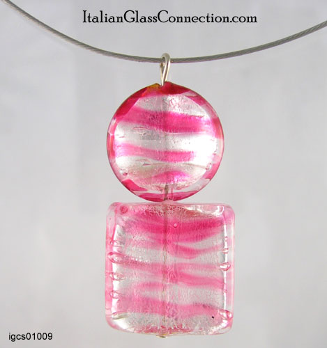 Square-Round Bead Necklace on Nylon-Coated Wire - Click Image to Close