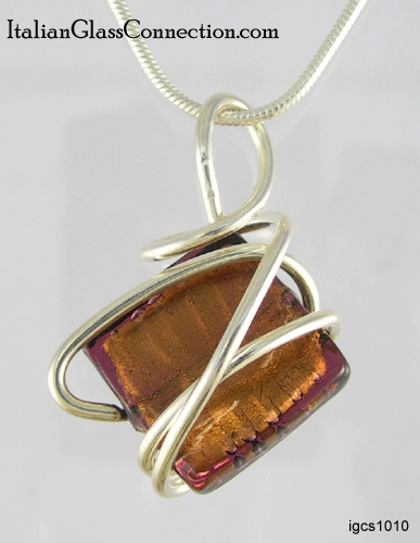 Sterling Silver Wire Wrap Beaded Necklace w/ Serpentine Chain - Click Image to Close