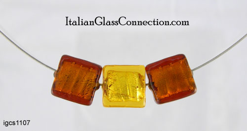 3 Square Bead Necklace on Nylon-Coated Stainless Steel Wire - Click Image to Close