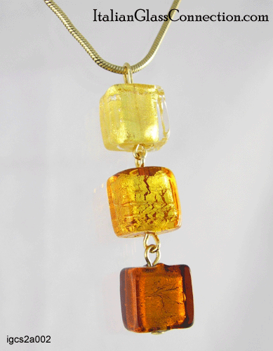 3-Bead Necklace w/ Gold-Plated Silver Serpentine Chain - Smaller - Click Image to Close