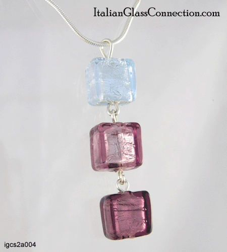 3-Bead Necklace w/ Sterling Silver Serpentine Chain - Smaller - Click Image to Close