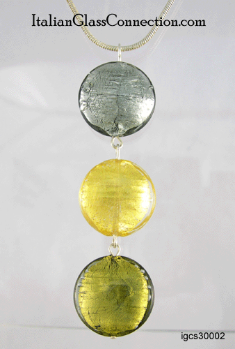 3-Bead Necklace w/ Sterling Silver Serpentine Chain - Click Image to Close