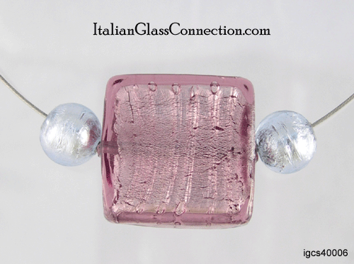 3-Bead Necklace on Nylon-Coated Stainless Steel Wire - Click Image to Close