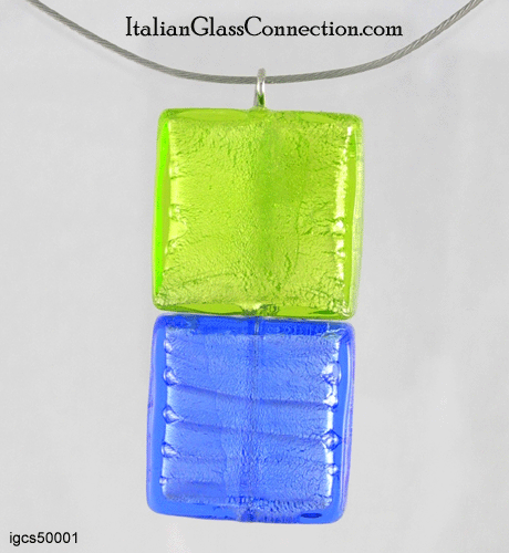 Double Square Bead Necklace on Nylon-Coated Wire - Click Image to Close