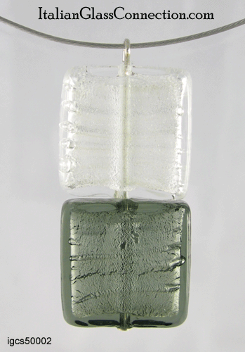 Double Square Bead Necklace on Nylon-Coated Wire - Click Image to Close