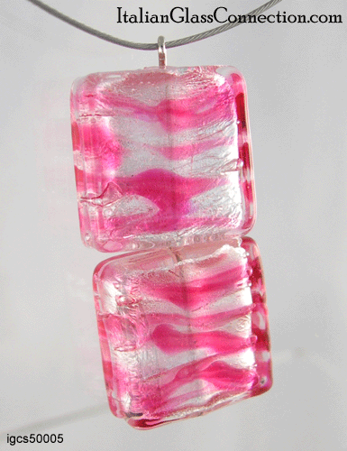 Double Square Bead Necklace on Nylon-Coated Wire - Click Image to Close