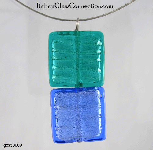 Double Square Bead Necklace on Nylon-Coated Wire - Click Image to Close