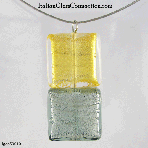 Double Square Bead Necklace on Nylon-Coated Wire - Click Image to Close
