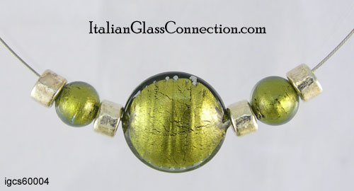 3-Bead Necklace w/ Silver-Coated Ceramic Spacers - Click Image to Close