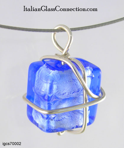 Sterling Silver Wire Wrap Necklace - Small Square - Click Image to Close