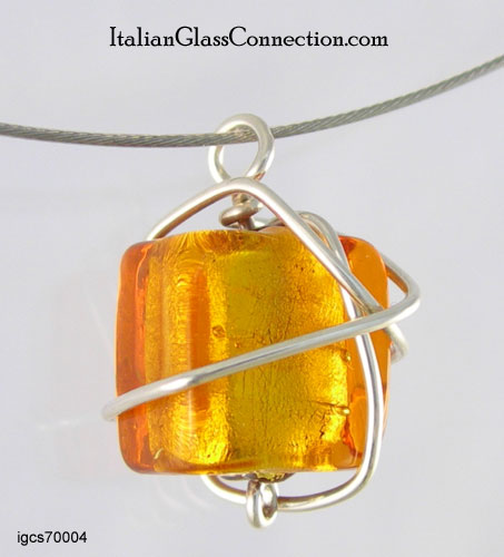 Sterling Silver Wire Wrap Necklace - Small Square - Click Image to Close