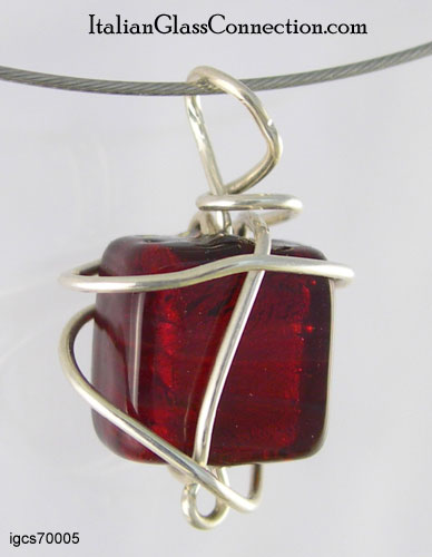 Sterling Silver Wire Wrap Necklace - Small Square - Click Image to Close