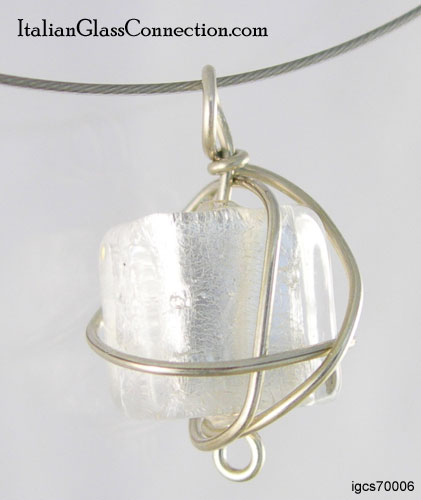 Sterling Silver Wire Wrap Necklace - Small Square - Click Image to Close