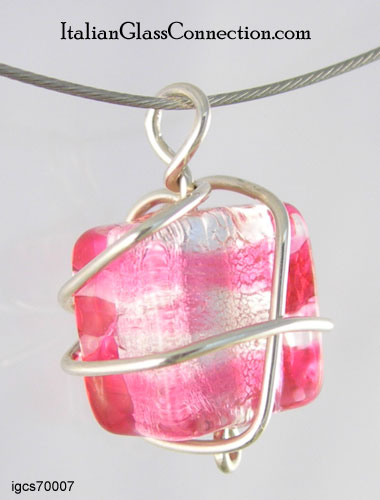 Sterling Silver Wire Wrap Necklace - Small Square - Click Image to Close
