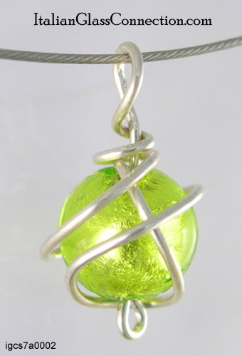 Sterling Silver Wire Wrap Necklace - Small Sphere - Click Image to Close