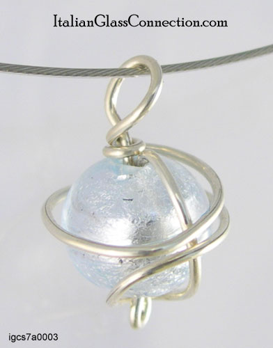 Sterling Silver Wire Wrap Necklace - Small Sphere - Click Image to Close