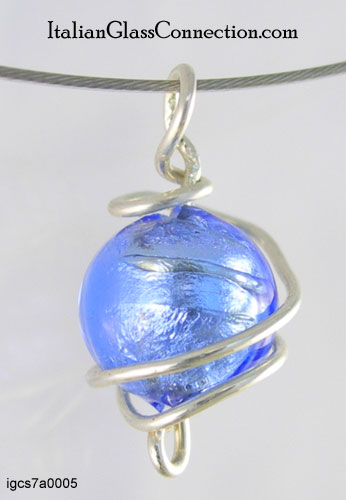 Sterling Silver Wire Wrap Necklace - Small Sphere - Click Image to Close
