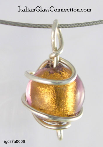 Sterling Silver Wire Wrap Necklace - Small Sphere - Click Image to Close