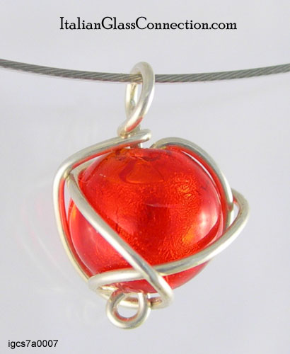 Sterling Silver Wire Wrap Necklace - Small Sphere - Click Image to Close
