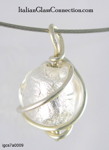 Sterling Silver Wire Wrap Necklace - Small Sphere - Click Image to Close