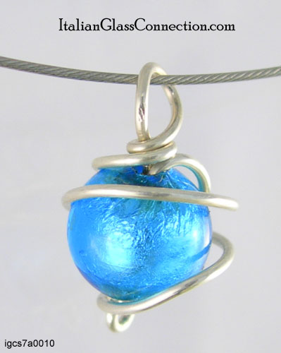 Sterling Silver Wire Wrap Necklace - Small Sphere - Click Image to Close