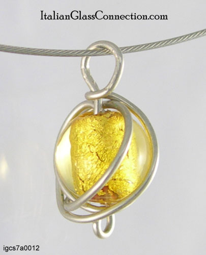 Sterling Silver Wire Wrap Necklace - Small Sphere - Click Image to Close