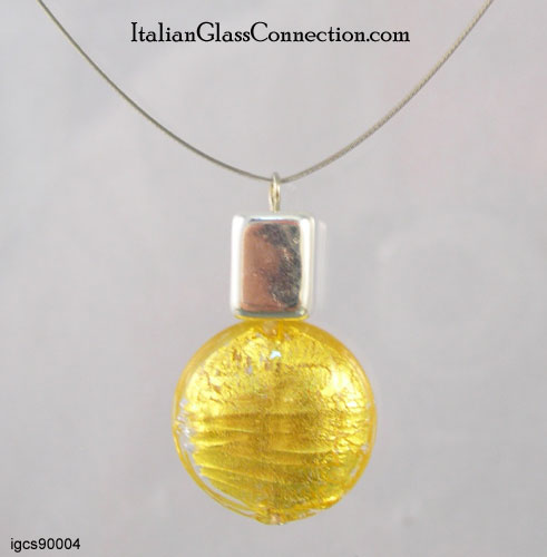 Capped Bead Necklace on Nylon-Coated Stainless Steel Wire - Click Image to Close